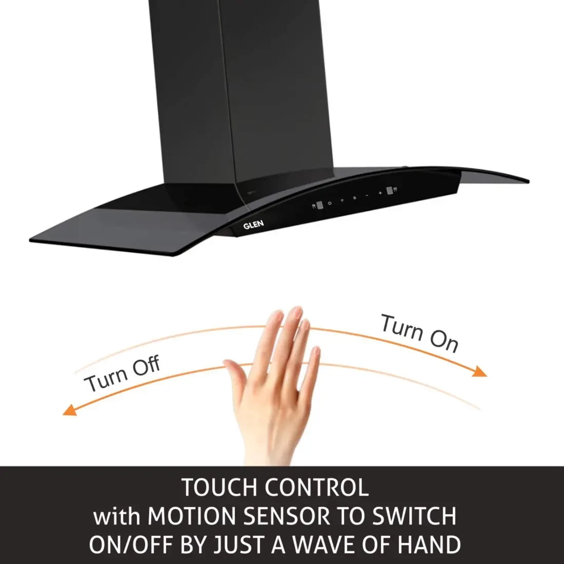 Glen Senza 90 cm 1050 m3/hr Filterless Auto clean Chimney -Gesture Control, black, 90cm (CH60CTACBL90FL)