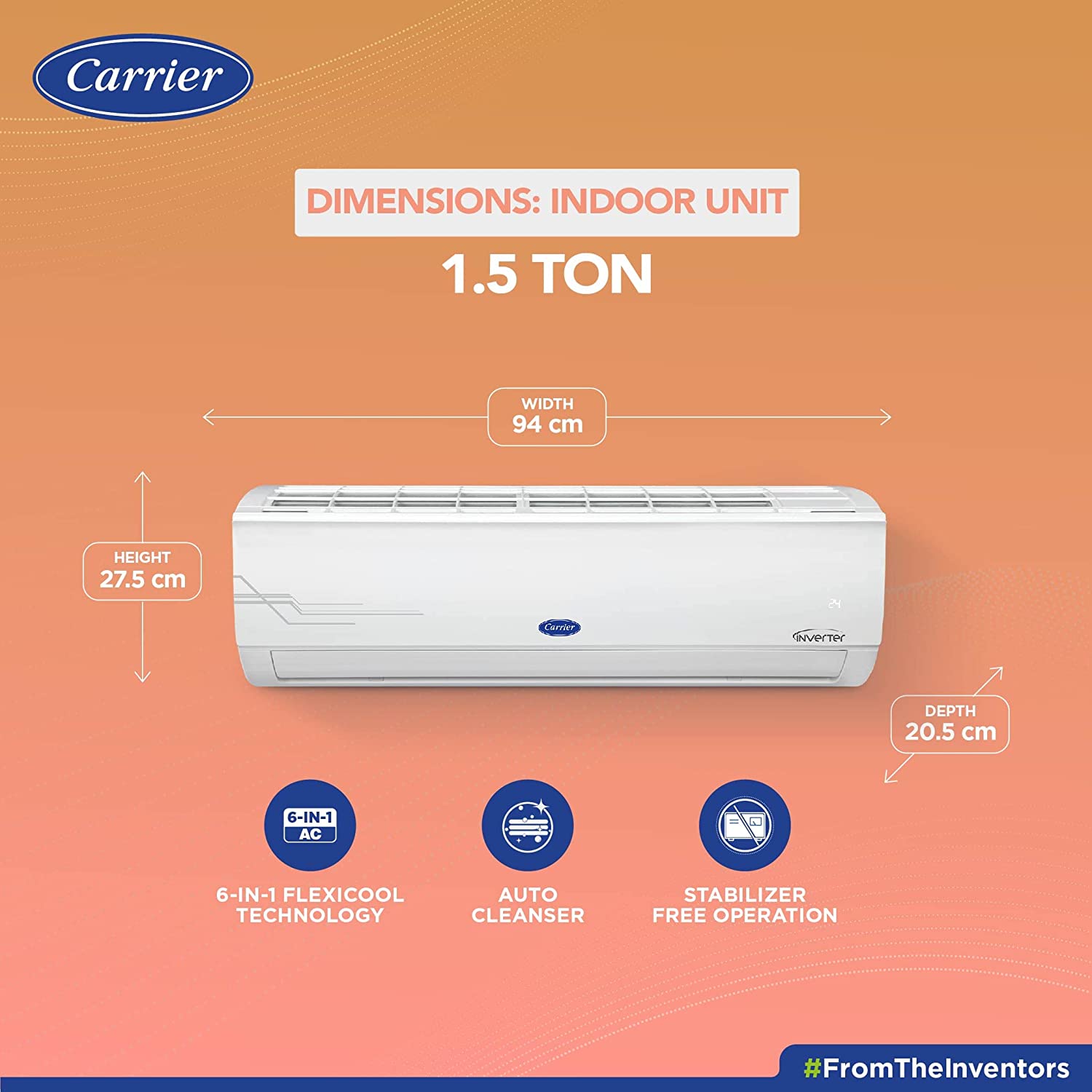 Carrier Inverter Split Ac CAI18ES5R32F0 1-5 Ton White