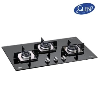 Glen 3 Burner Glass Hob GL 1073 SQ IN Auto Ignition