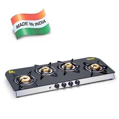 Glen 1049 GT Forged BB AI 4 burner LPG Glass Gas Stove with Auto Ignition