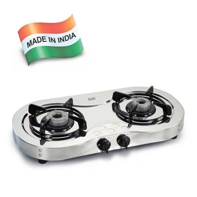 Glen 2 Burner Stainless Steel Cooktop 1025 Aluminium alloy burners Auto Ignition