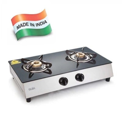 Glen 2 Burner Stainless Steel plus Glass Gas Stove 1023 GT Retro
