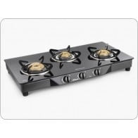 Sunflame Icon Glass Top 3 Burner Bk Black Auto Ignition Cooktop