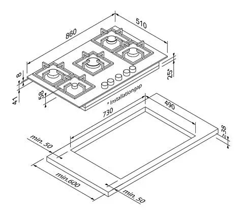 Blaupunkt 5GH85BB590 Gas Hob: 5-Burner Design with Spark Ignition and Controllable Consumption