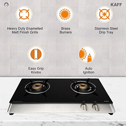 Kaff Stainless Steel 2 Burner Cooktop (KC 60 2B AI SS S/B, Silver)