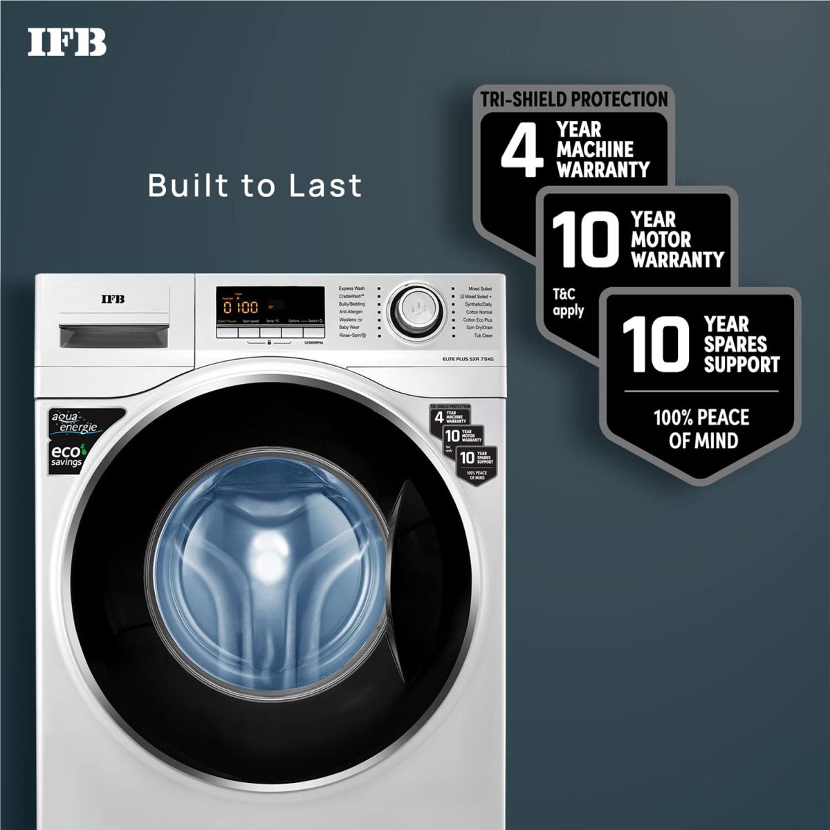 IFB 7.5 Kg 5 Star Fully-Automatic Front Loading Washing Machine (Elite Plus SXR, Silver, Cradle wash, 3D Wash technology)