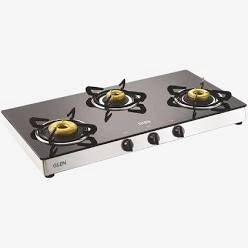 Glen 1038 GT Forged BB 3 Burners Gas Stove (Black/Silver)