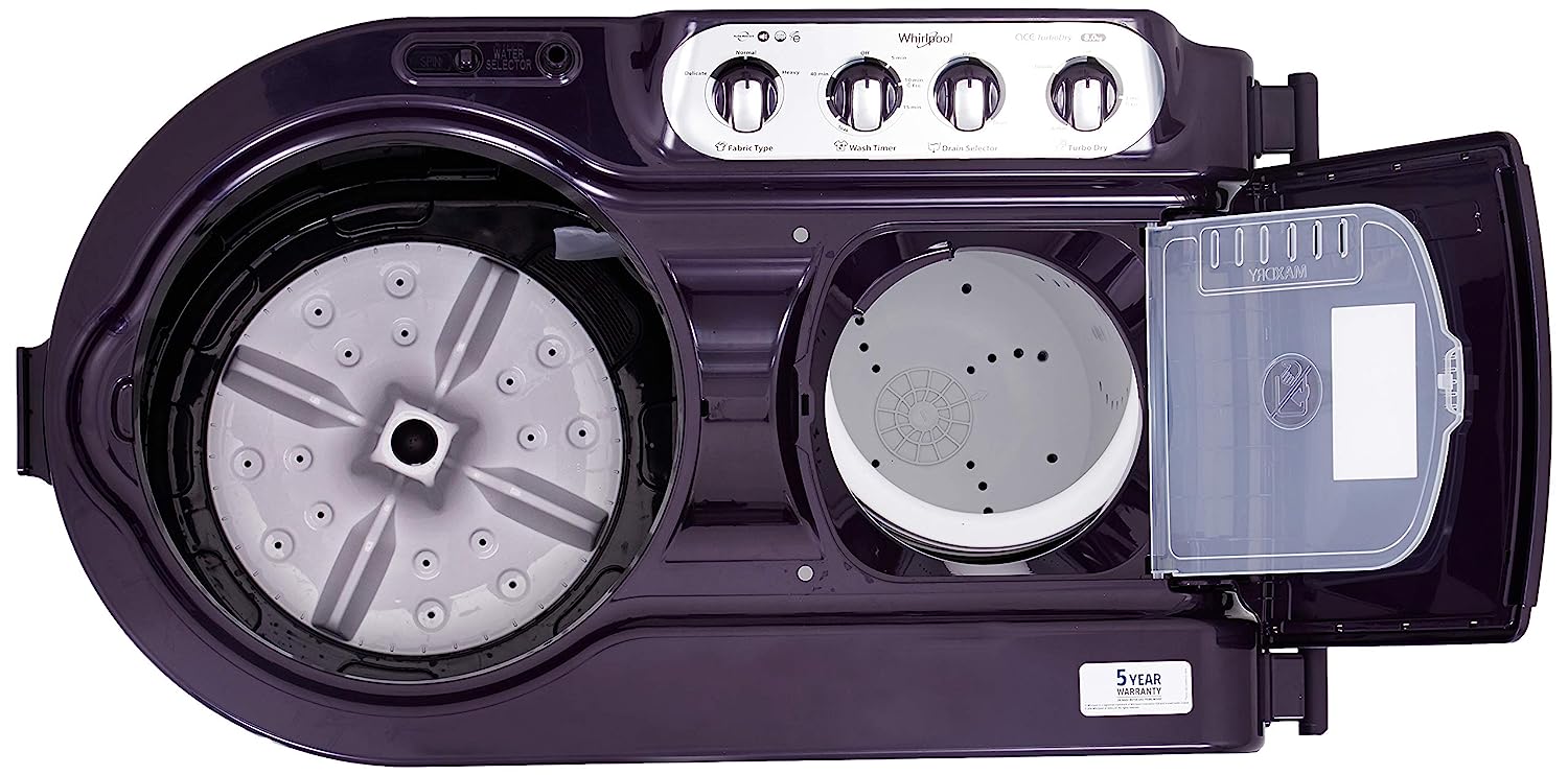 Whirlpool 8 Kg 5 Star Semi-Automatic Top Loading Washing Machine (ACE 8.0 TURBO DRY, Purple Dazzle)