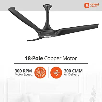 Orient Fan Aerostorm 1320mm Premium Ceiling Fan Charcoal Grey
