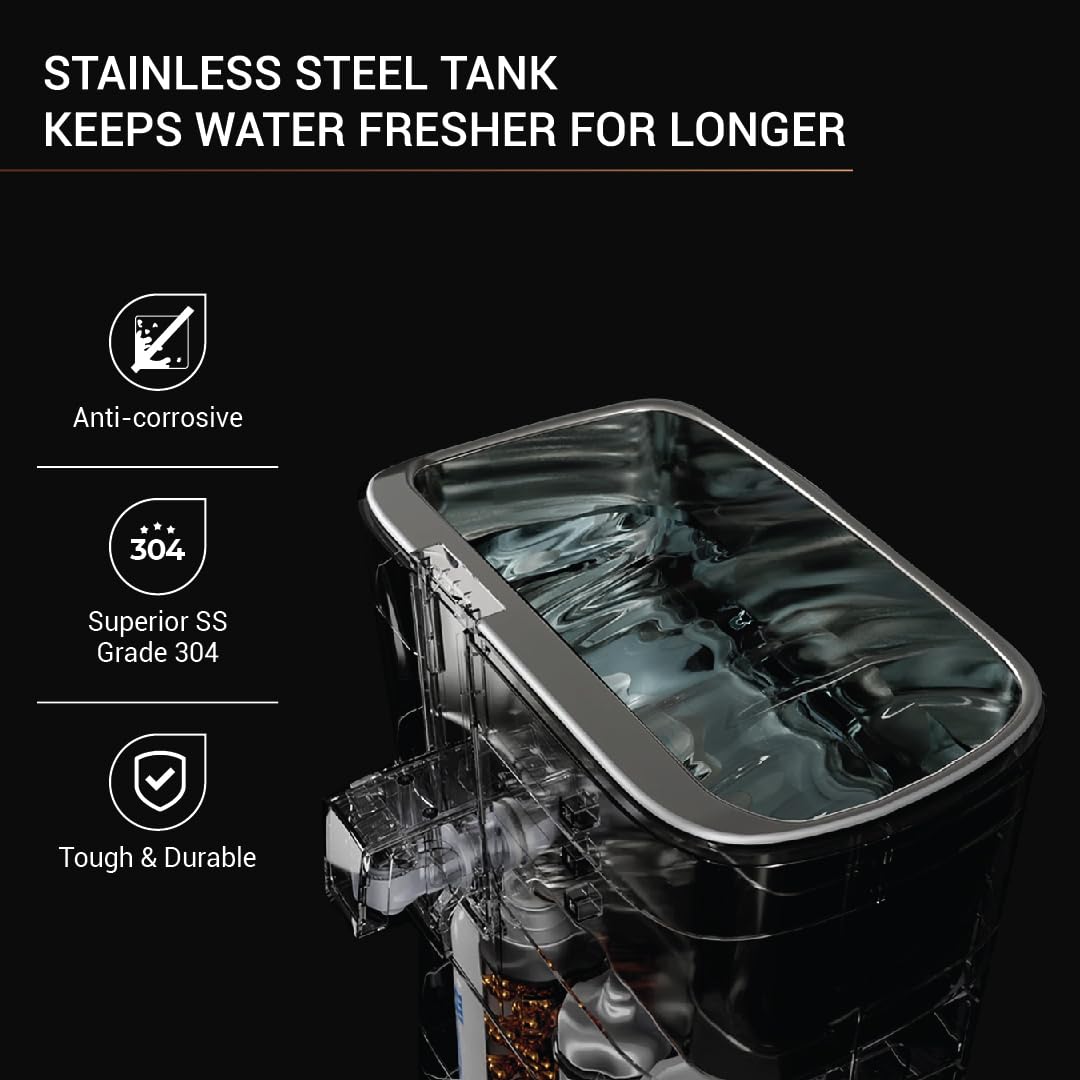 Aquaguard Superio RO+UV+TA Water Purifier with Patented Active Copper Technology & Stainless Steel Tank | Suitable for Borewell/Tanker/Municipal Water | Free Installation | 2 Free Services