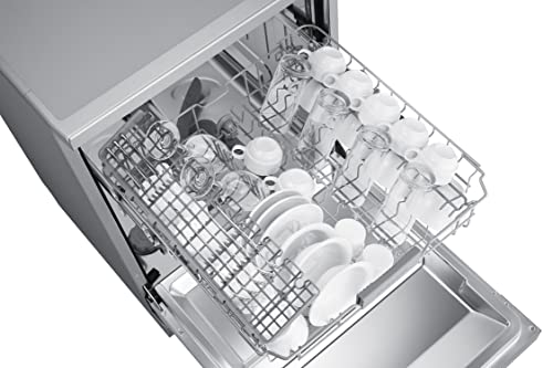 Samsung 13 Place Setting Freestanding Dishwasher with Intensive Wash (DW60M6043FS/TL), Ice blue, Stainless Steel Tub, Hygiene Clean, Height Adjustable Rack)