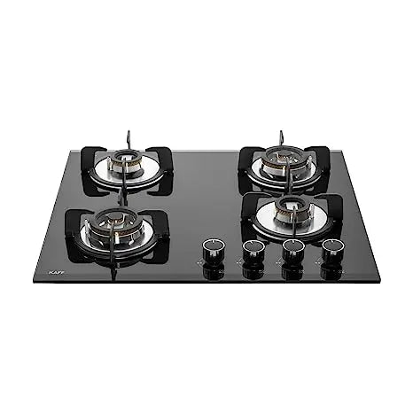 KAFF Built in Hob VRH 604 | Brass Burners Coated in Black | Metal Knobs | Auto Ignition