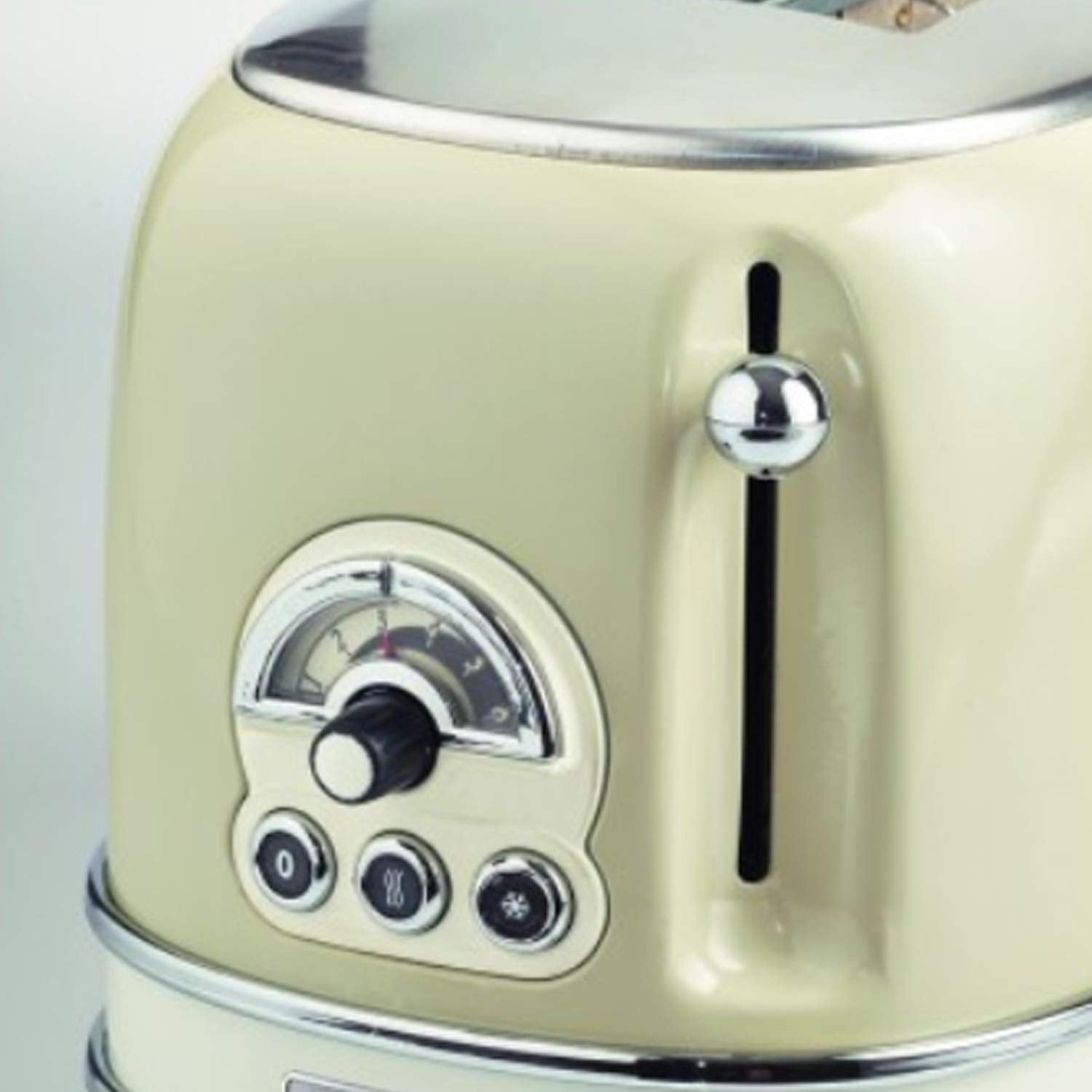 Ariete 155 Design Toaster 2 Slices With Tongs, 6 Toasting Levels, 810 W, Stainless Steel Body, Removable Crumb Tray, Pastel Beige