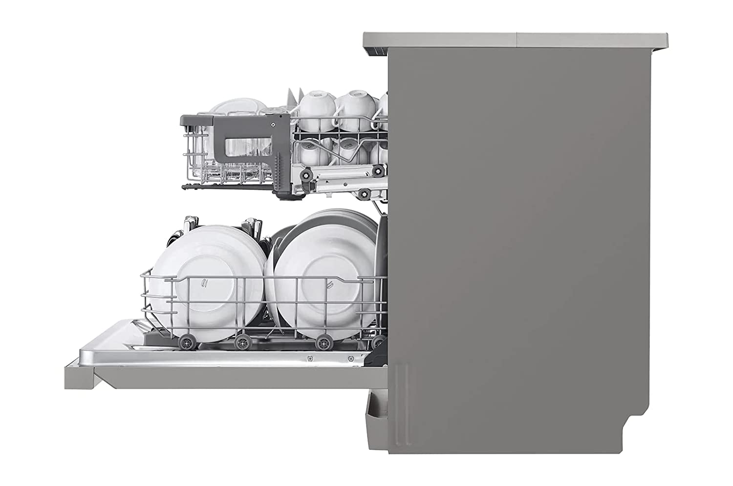 LG 14 பிளேஸ் செட்டிங் ஃப்ரீஸ்டாண்டிங் டிஷ்வாஷர் (TrueSteam, DFB532FP, வெள்ளி)