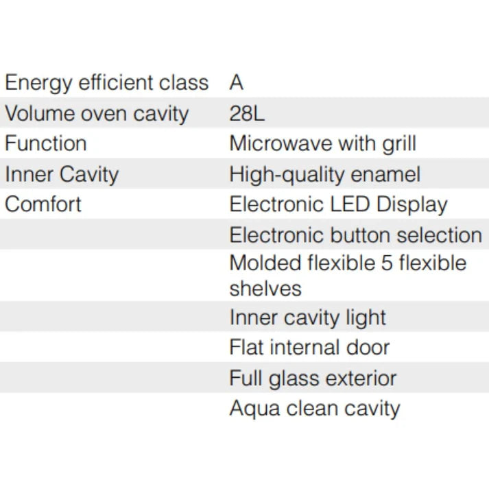 Hafele MARIA 28 Built-In Microwave: 28L Capacity, Show More Info