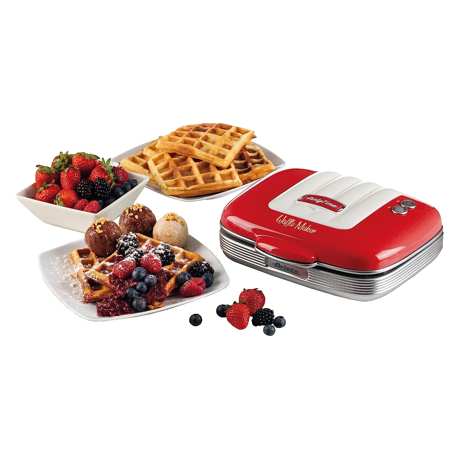 Ariete 1973 Waffle Maker, Electric Plate For Waffles, 700 W, Non-Stick Plates, Red , 25 x 21 x 9.5 cm; 1.4 Kg