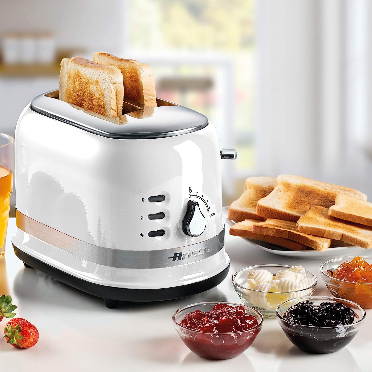 Ariete 0149B Moderna 2 Slice Toaster, Defrost, Heating & Cooking Function, White