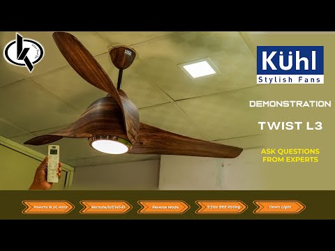 KUHL Twist L3 1320 mm 65% Power Saving BLDC Ceiling Fan | BEE 5 Star Rated & ISI Marked | High Air Flow | 5 Year Warranty on Motor By Brand | Free Installation | White