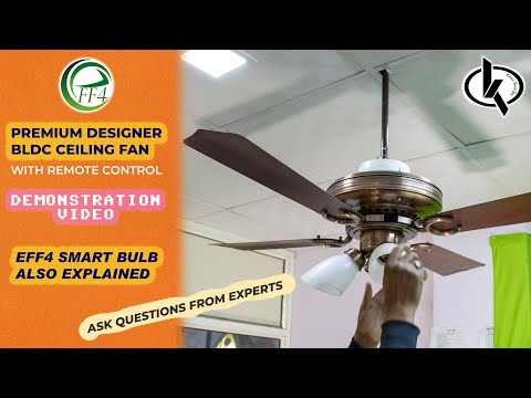 eFF4 Atom 1200 mm 4 Blade 4 Star power Saving Ceiling fan with BLDC Motor | Remote control | Decorative Fan with Lights | High Air Flow (Darkwood)