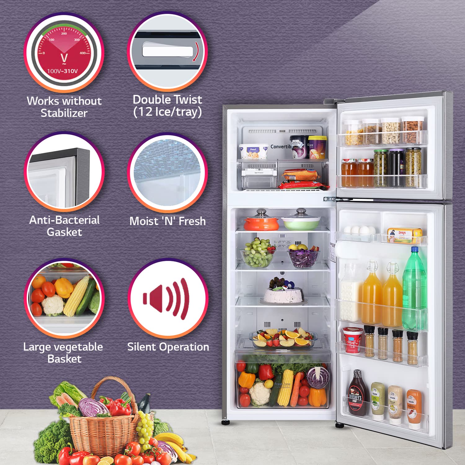 LG 284 L 3 Star Frost-Free Smart Inverter Double Door Refrigerator (GL-S302RDSX, Dazzle Steel, Convertible & Multi Air Flow, 2022 Model)