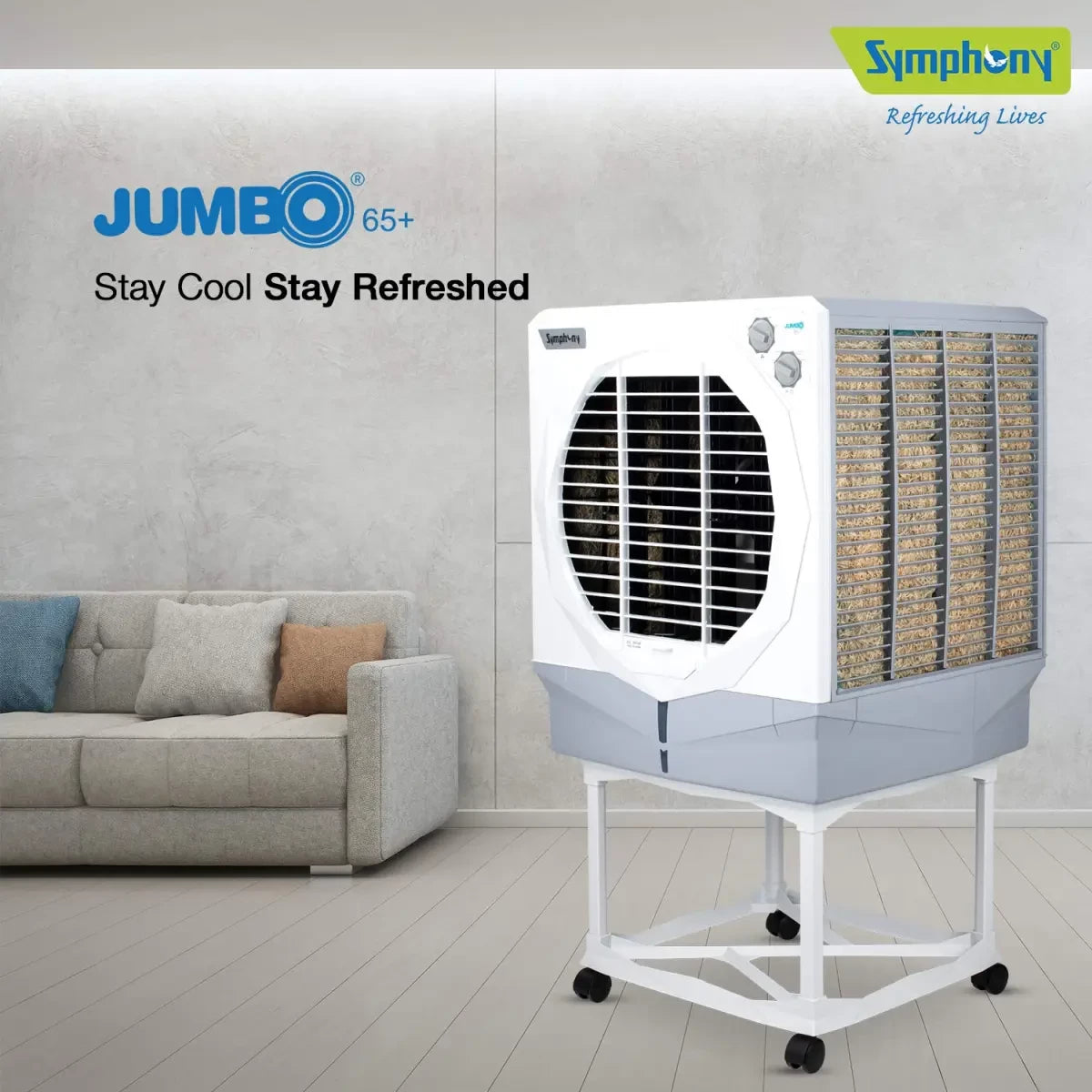 Symphony Jumbo 65 Desert Air Cooler 61-litres (White & Grey)