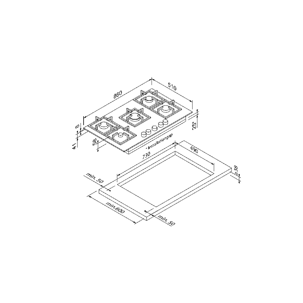 Blaupunkt 5GH85BB590 Gas Hob: 5-Burner Design with Spark Ignition and Controllable Consumption