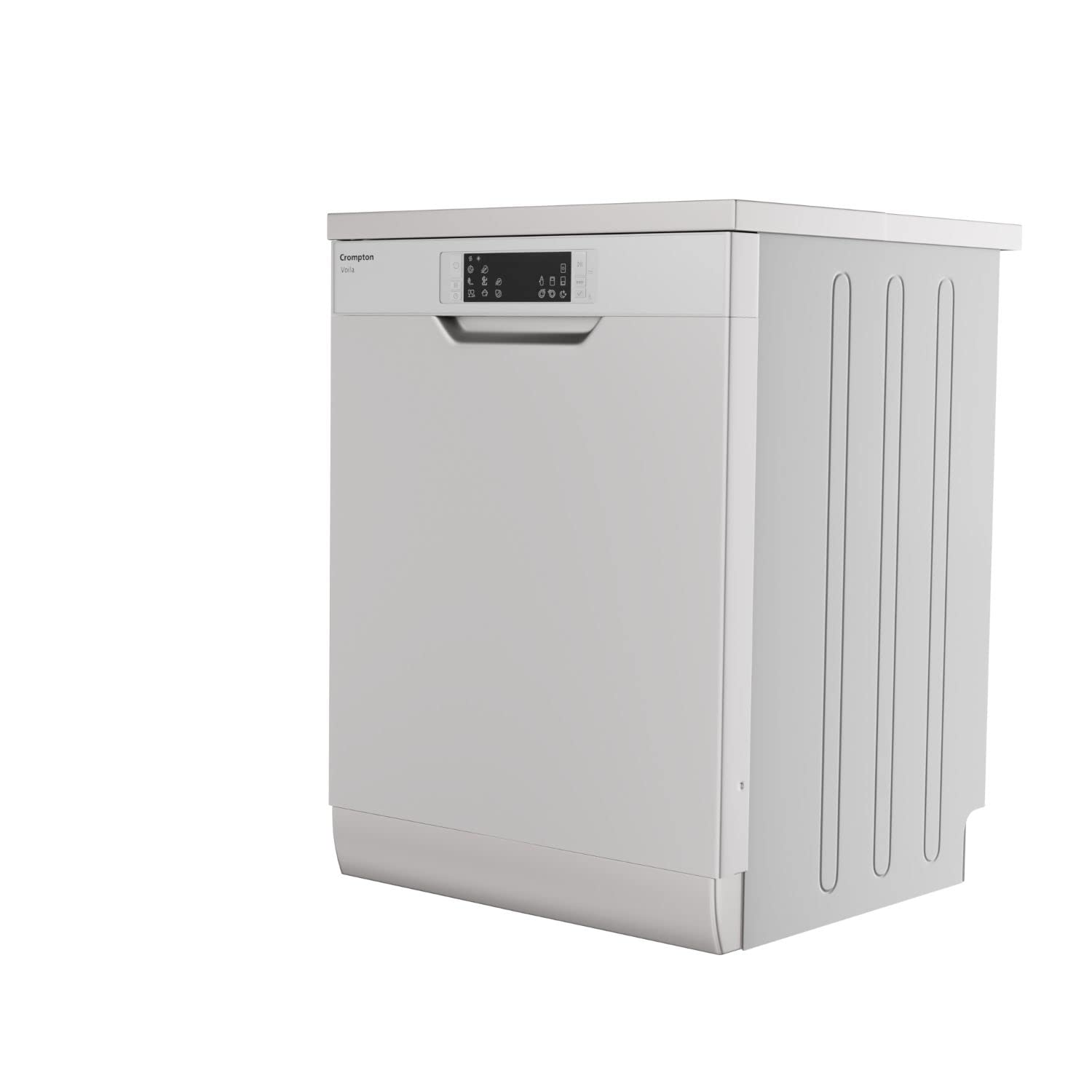 குரோம்ப்டன் FS-DWVOA12PS-DS வோய்லா 12 பிளேஸ் செட்டிங் டார்க் சில்வர் ஃப்ரீஸ்டாண்டிங் டிஷ்வாஷர் வித் ஸ்டெயின்லெஸ் ஸ்டீல் இன்னர் டப்