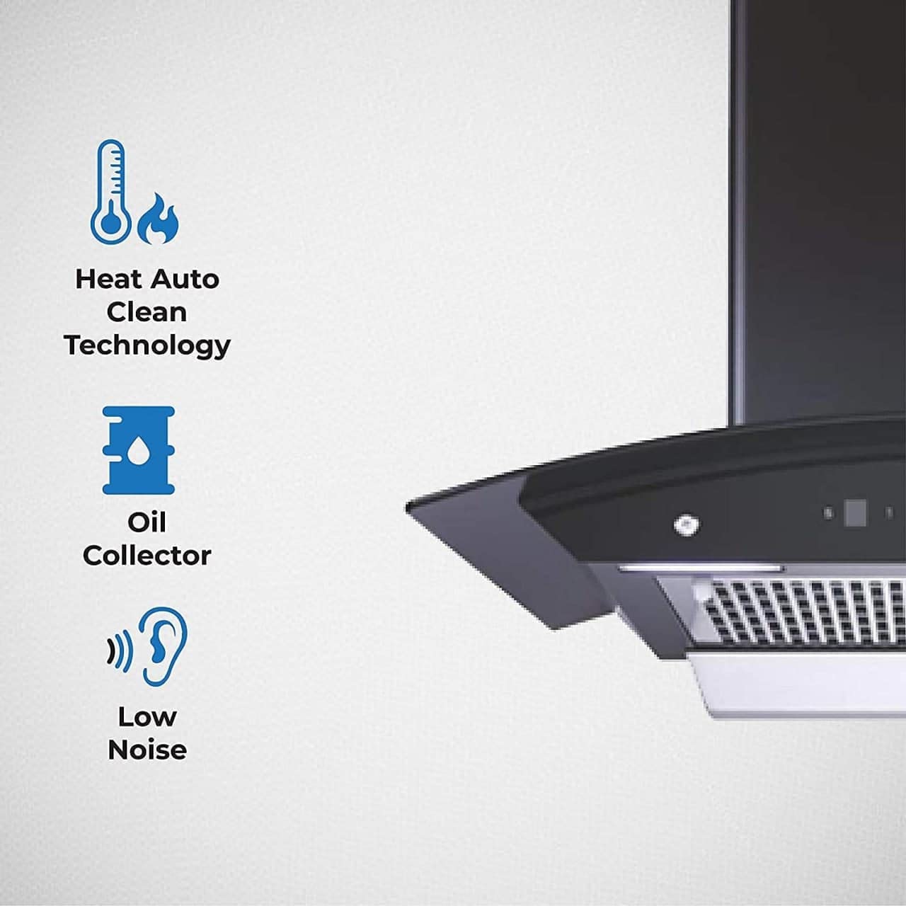 Hindware Oasis Black 90 Cm Wall Mounted Chimney (Motion Sensor,1200 M3/Hr Filter-less, Touch Control) (Black)