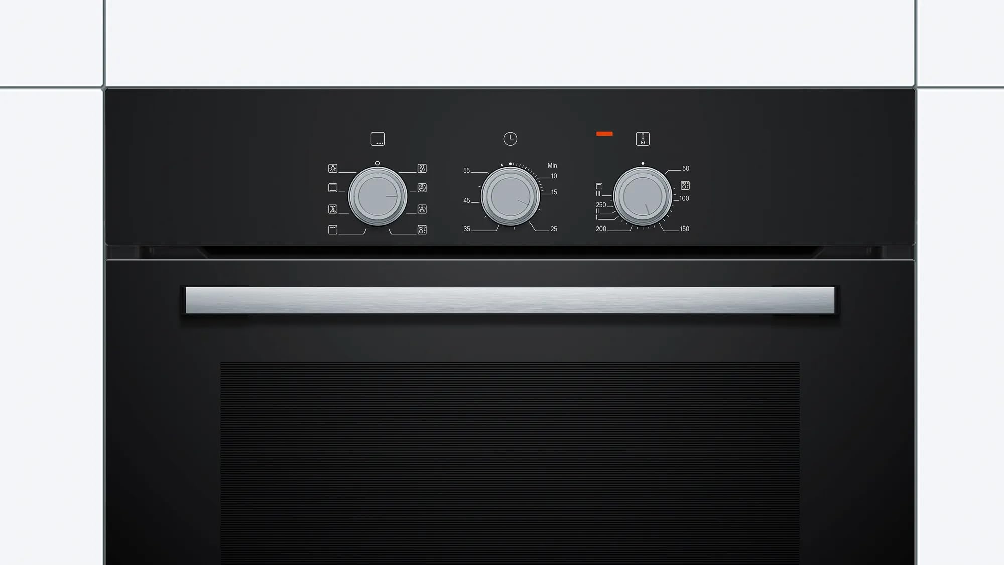 3D சூடான காற்றுடன் கூடிய Bosch 66 L தொடர் 2 உள்ளமைக்கப்பட்ட அடுப்பு 60 x 60 செ.மீ (HBF031BA0I, கருப்பு)