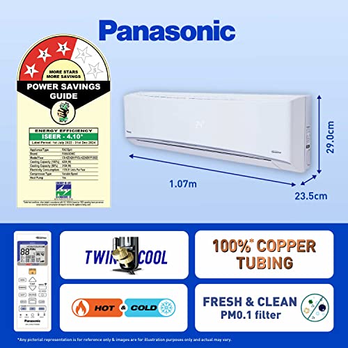 Panasonic 2 Ton 3 Star Hot and Cold Wi-Fi Inverter Smart Split AC (Copper, 7 in 1 Convertible with additional AI Mode, Twin Cool, PM 0.1 Air Purification, CS/CU-KZ24ZKYF, 2023 Model, White)