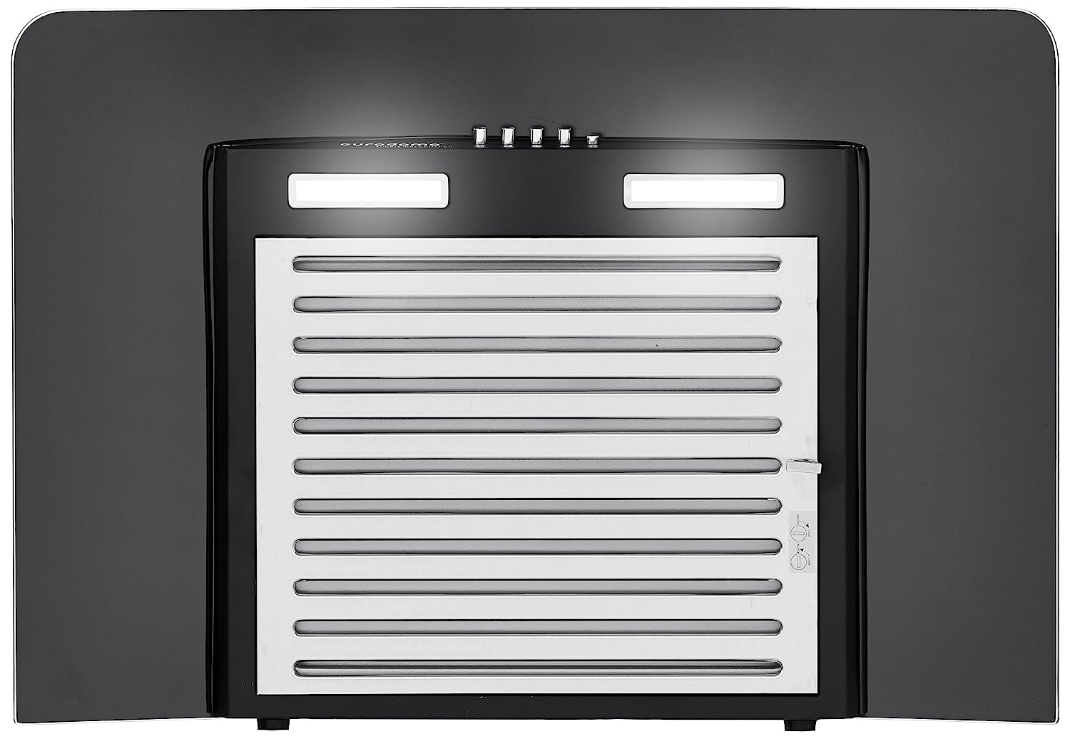 Eurodomo 60 cm 1050 m/hr curved glass Kitchen Chimney (Hood Onyx PB BK 60 Baffle Filter Black)