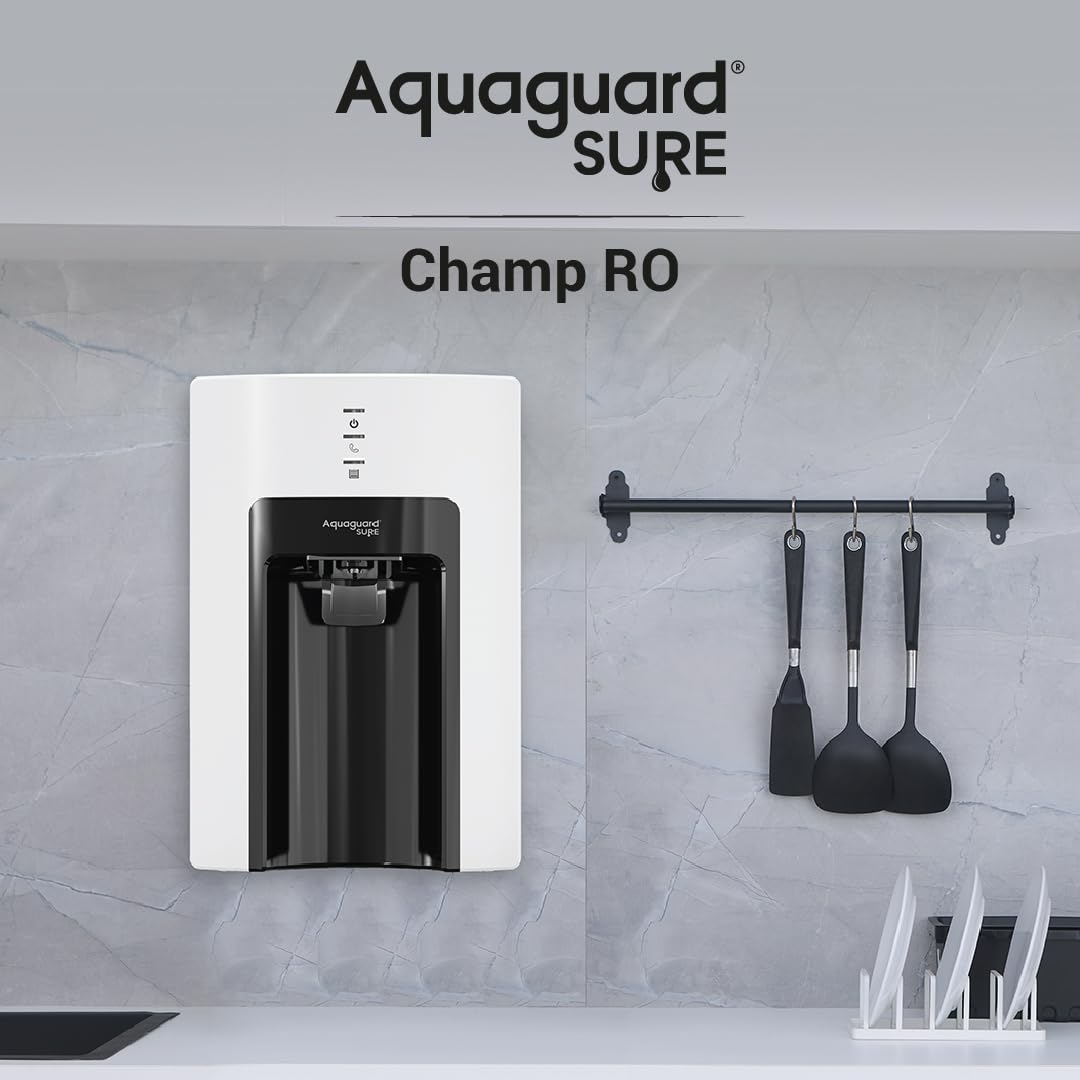 Aquaguard Champ RO Water Purifier | Free Service Plan worth ₹2000 | Suitable for Borewell, Tanker & Municipal Water | 30x Impurity Removal vs Local Purifiers