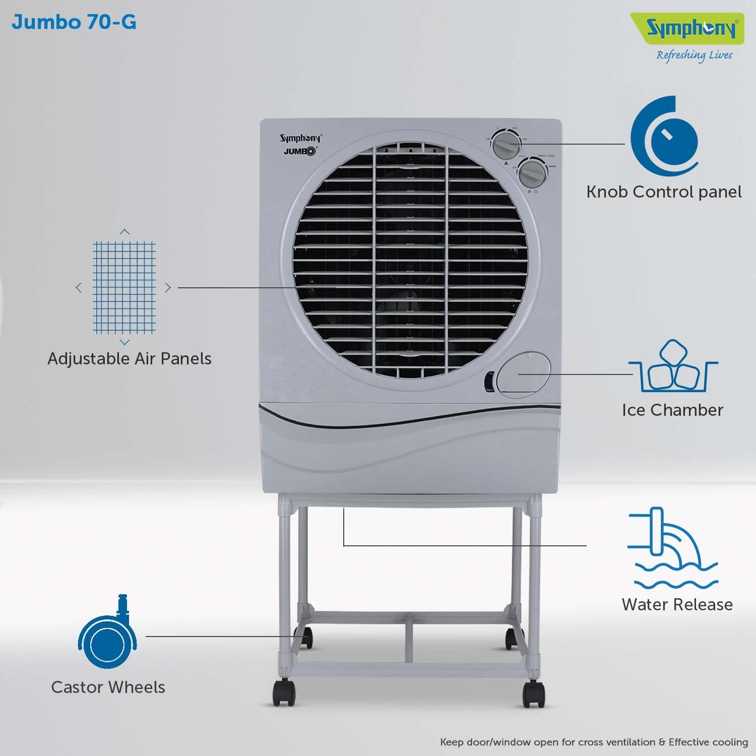 Symphony Jumbo 70 Desert Air Cooler Grey 70L