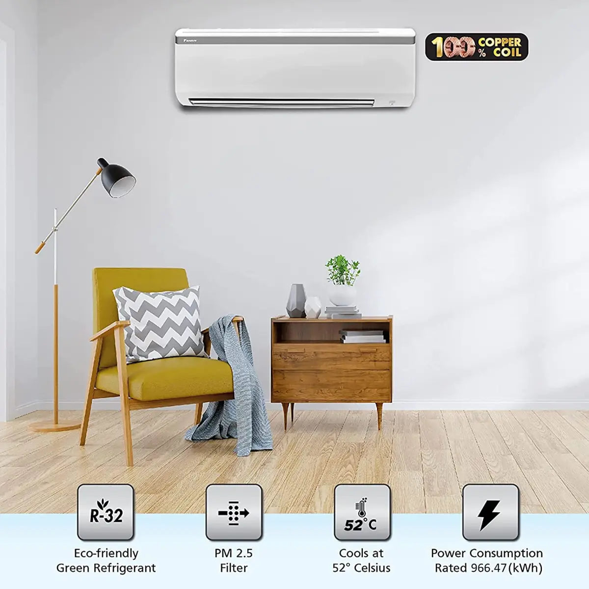 Daikin 1.5 Ton 4 Star Inverter Split AC (ATKL50UV16 White)