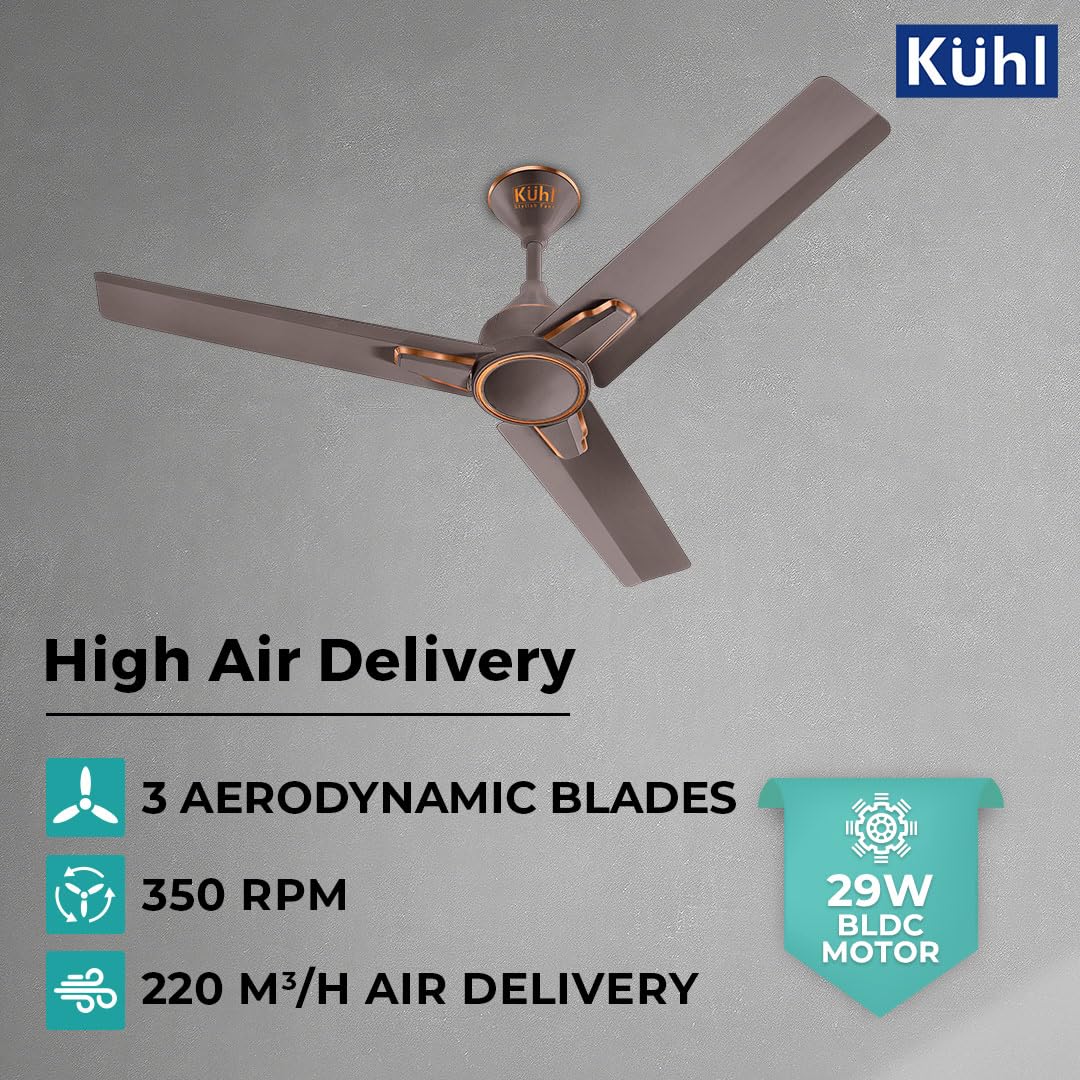 KUHL Arctis A1 1200mm Decorative Power Saving BLDC Ceiling Fan with Remote | 29W | Saves upto 65% Electricity | 5 Star | High Air Flow | Stylish Design | Espresso