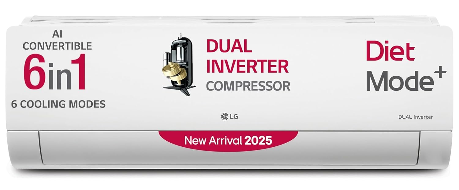 LG 3 Star Split AC (2.0) with AI Convertible 6-in-1 Cooling, Anti Virus Protection, Diet+, Silver Deco - 2025 Model (US-Q24SNXE)