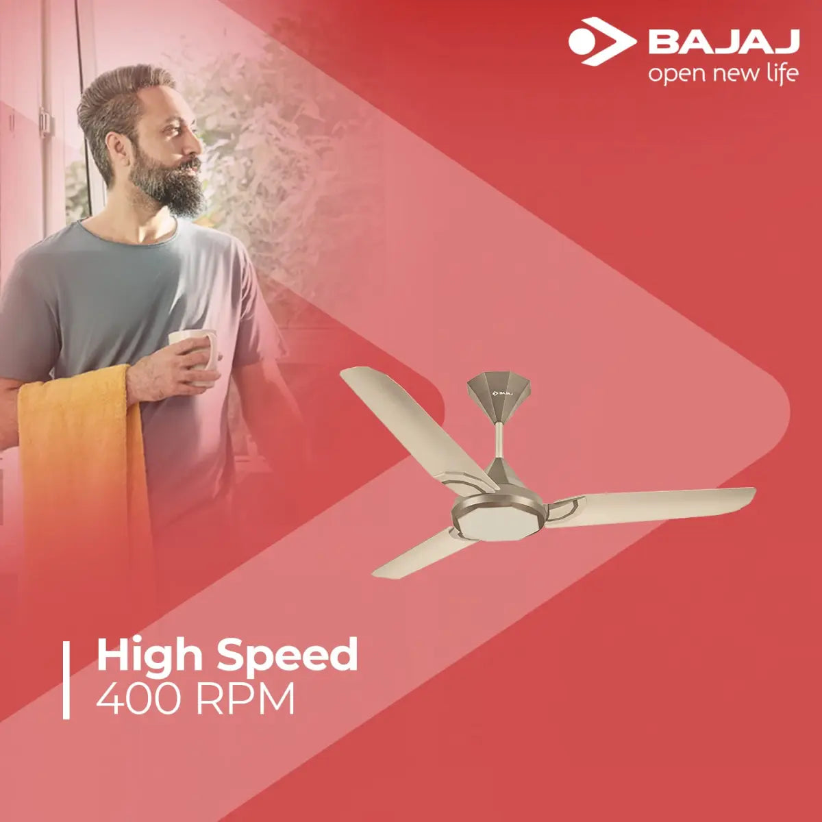 Bajaj Junet Plus AVAB Ceiling Fan 1200 mm, Autumn Mist & Sizzling Brown, (251682)