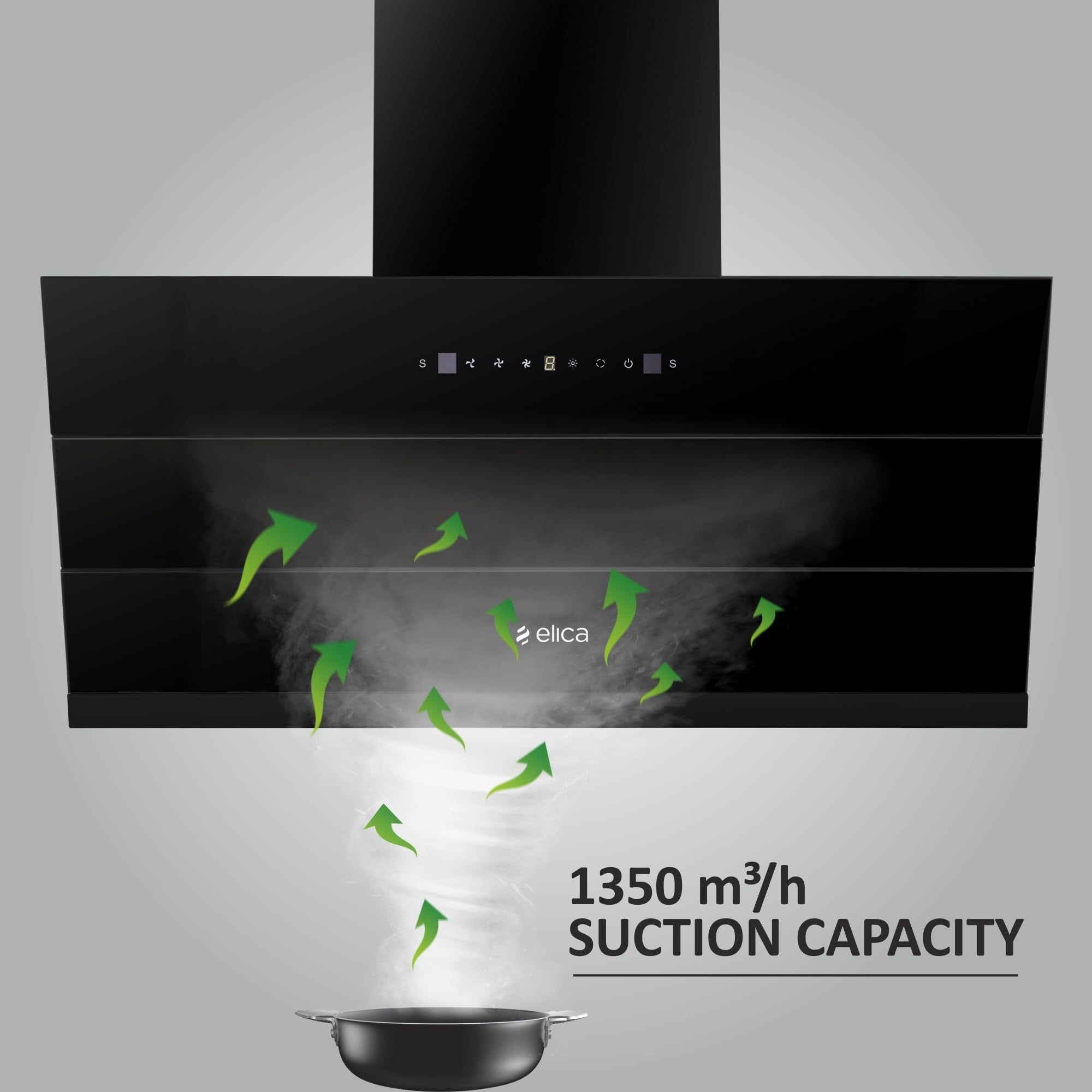Elica 90 cm 1350 m3/hr Thermal Sensor Filterless Autoclean Angular Kitchen Chimney with 15 Years Warranty (AUTO SENSE EFL 108 HAC LTW VMS 90)