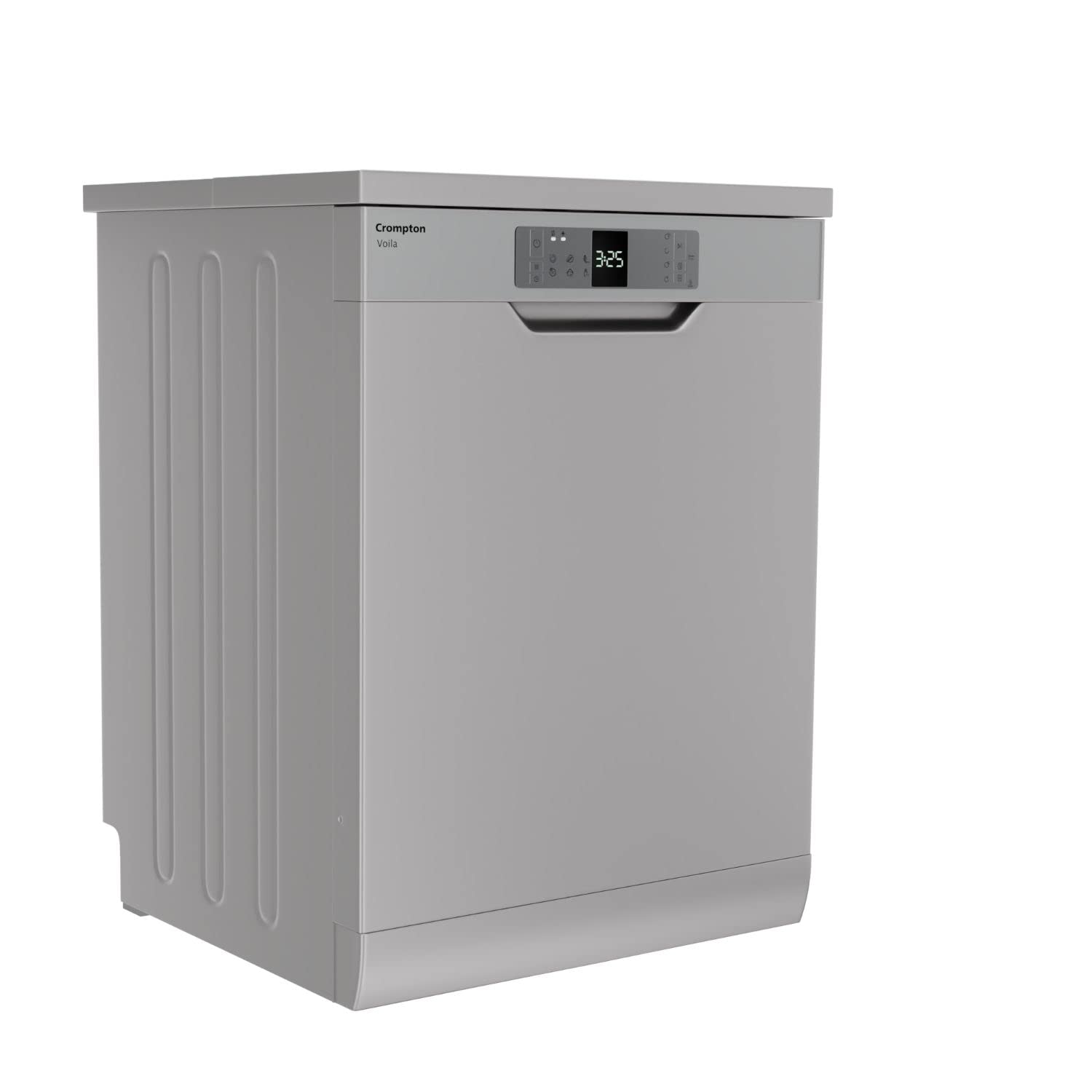 Crompton 12 Place Setting Freestanding Dishwasher with 6 Wash Programs and Super Active Drying System | Energy Saving Dishwasher with Stainless Steel Tub (Voilla 12 PS DW, Silver Inox,FS-DWVO