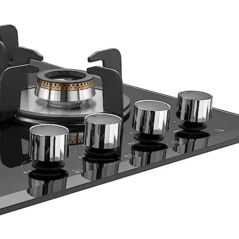 KAFF Built in Hob VRH 604 | Brass Burners Coated in Black | Metal Knobs | Auto Ignition