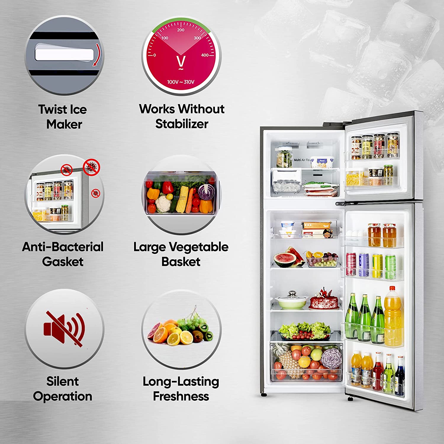 LG 272 L 2 Star Double Door Refrigerator GL-N312SDSY ‎Dazzle Steel