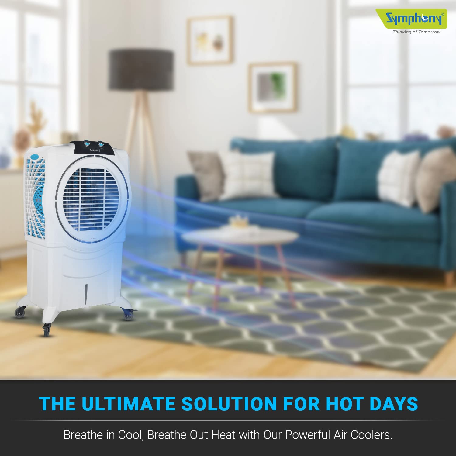 Symphony Sumo 115 XL Desert Air Cooler for Home with Honeycomb Pads, Powerful +Air Fan, i-Pure Console and Low Power Consumption (115L, White)