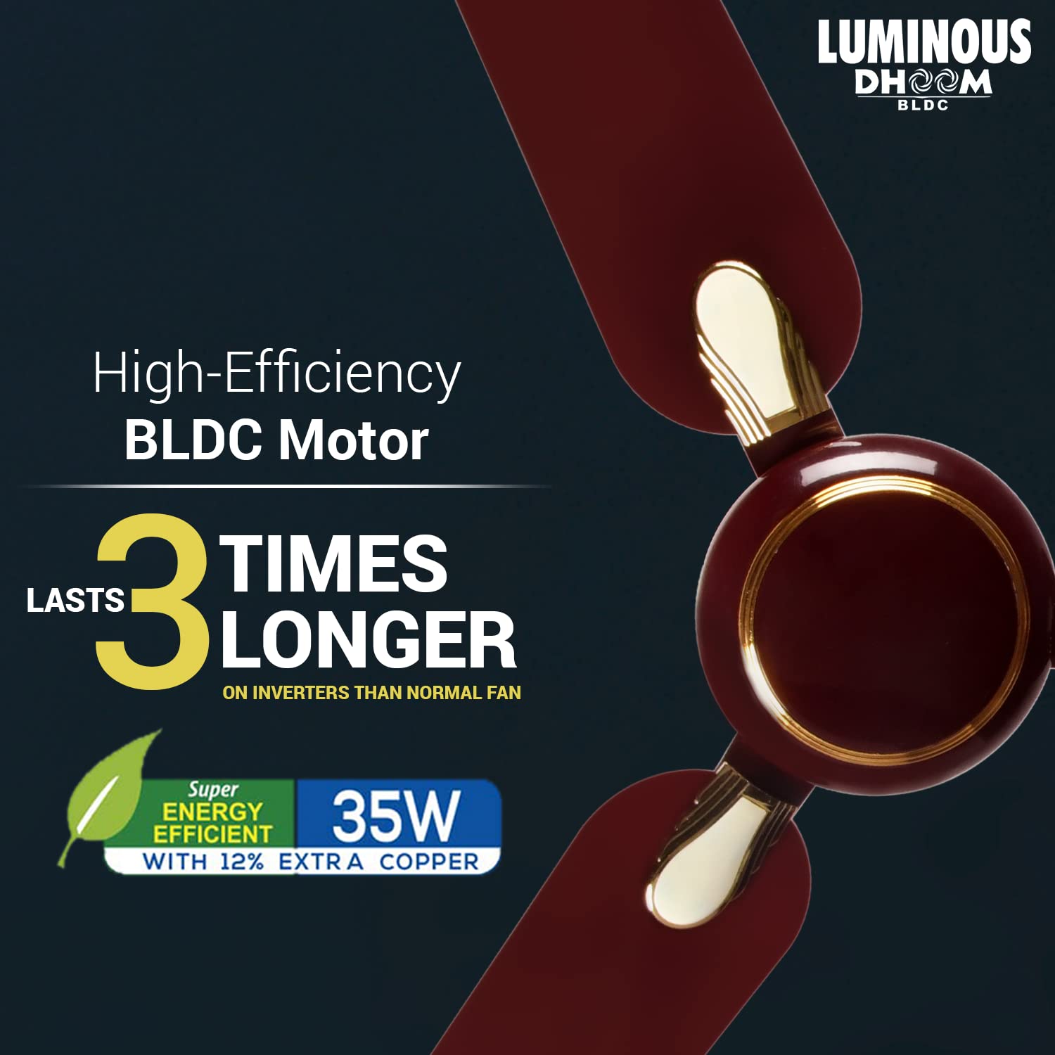 Luminous Dhoom BLDC 1200MM 35W Ceiling Fan Brown