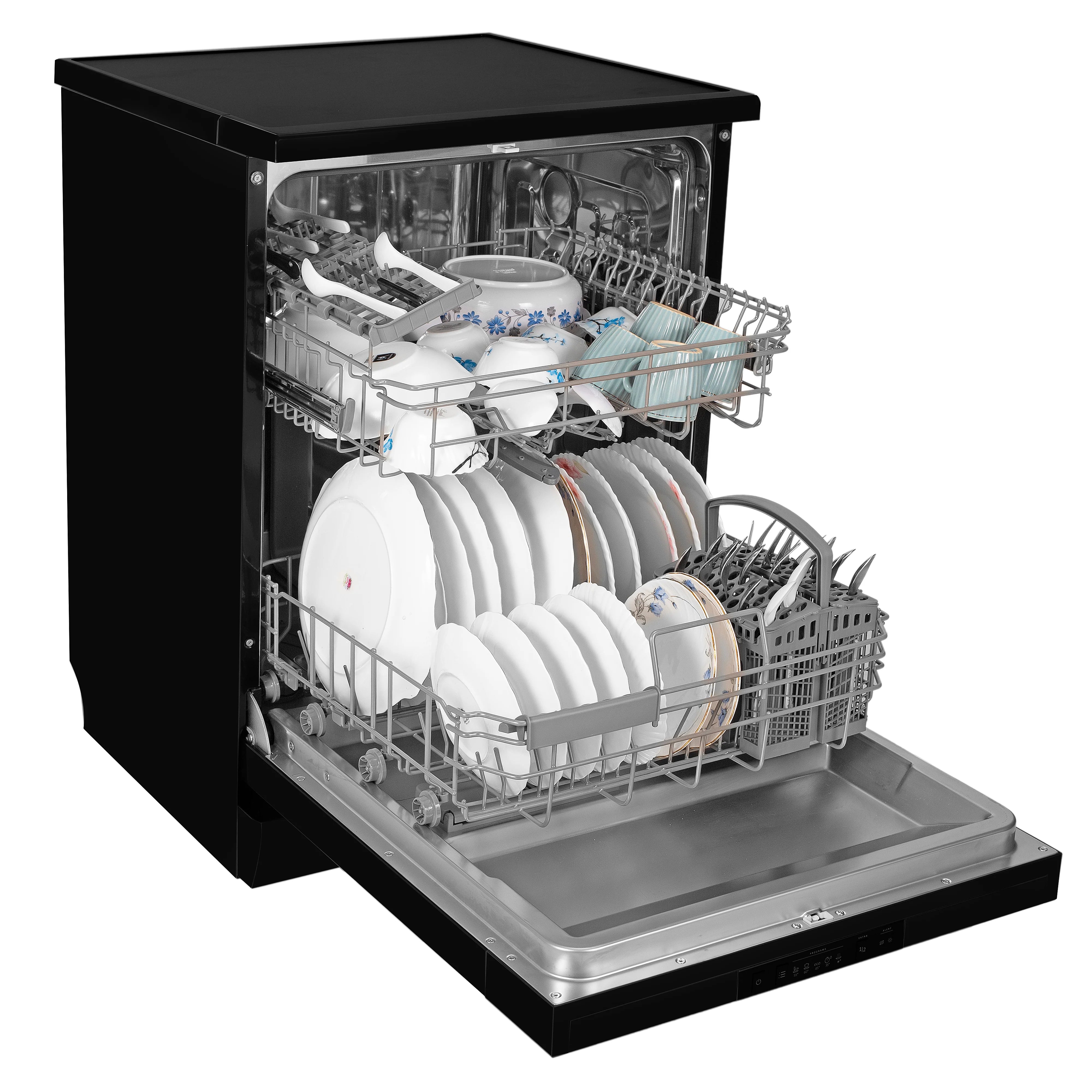Faber 14 Place Free Standing Dishwasher|6 Wash Programs FFSD 6PR 14 S BK Digital, Black Finish