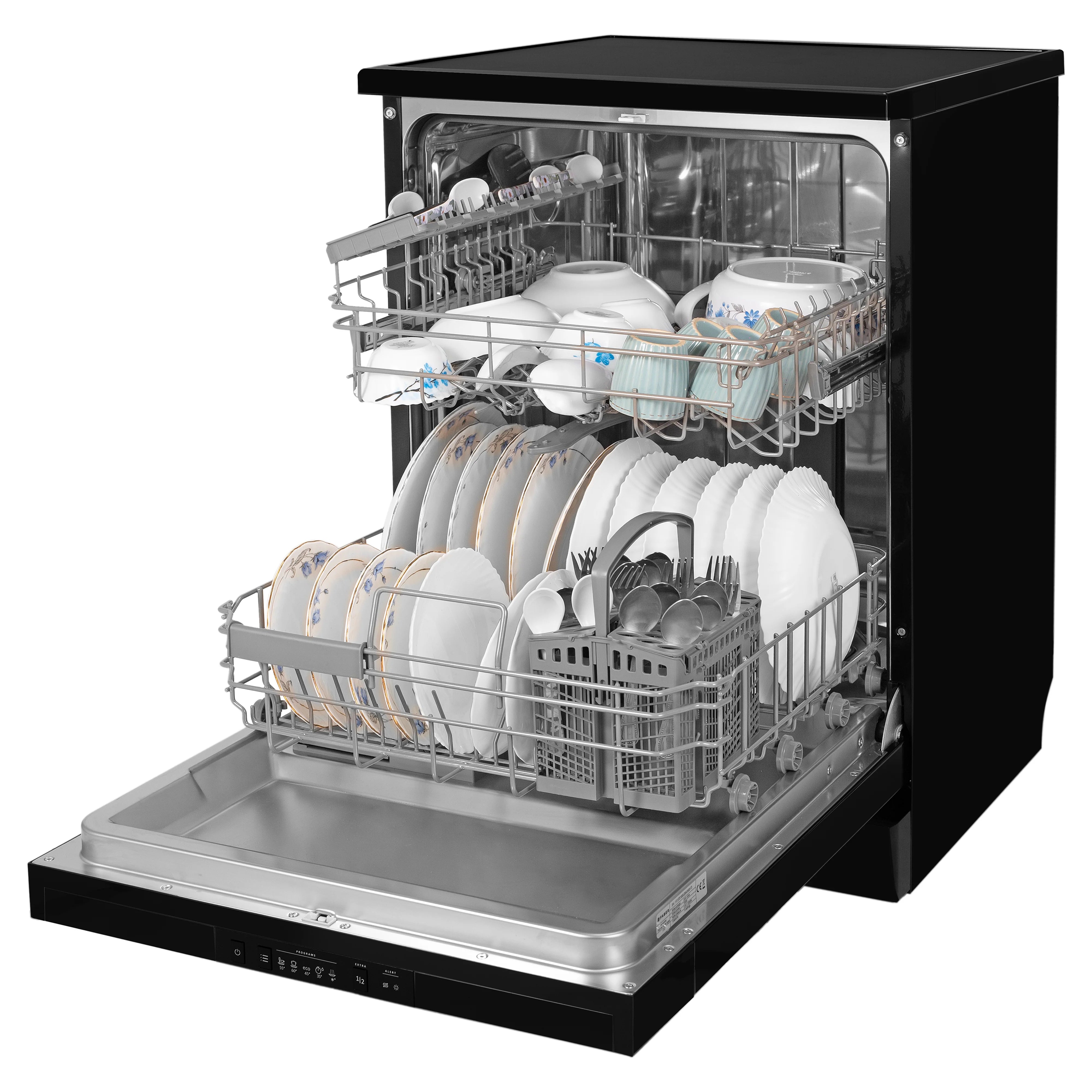 Faber 14 Place Free Standing Dishwasher|6 Wash Programs FFSD 6PR 14 S BK Digital, Black Finish