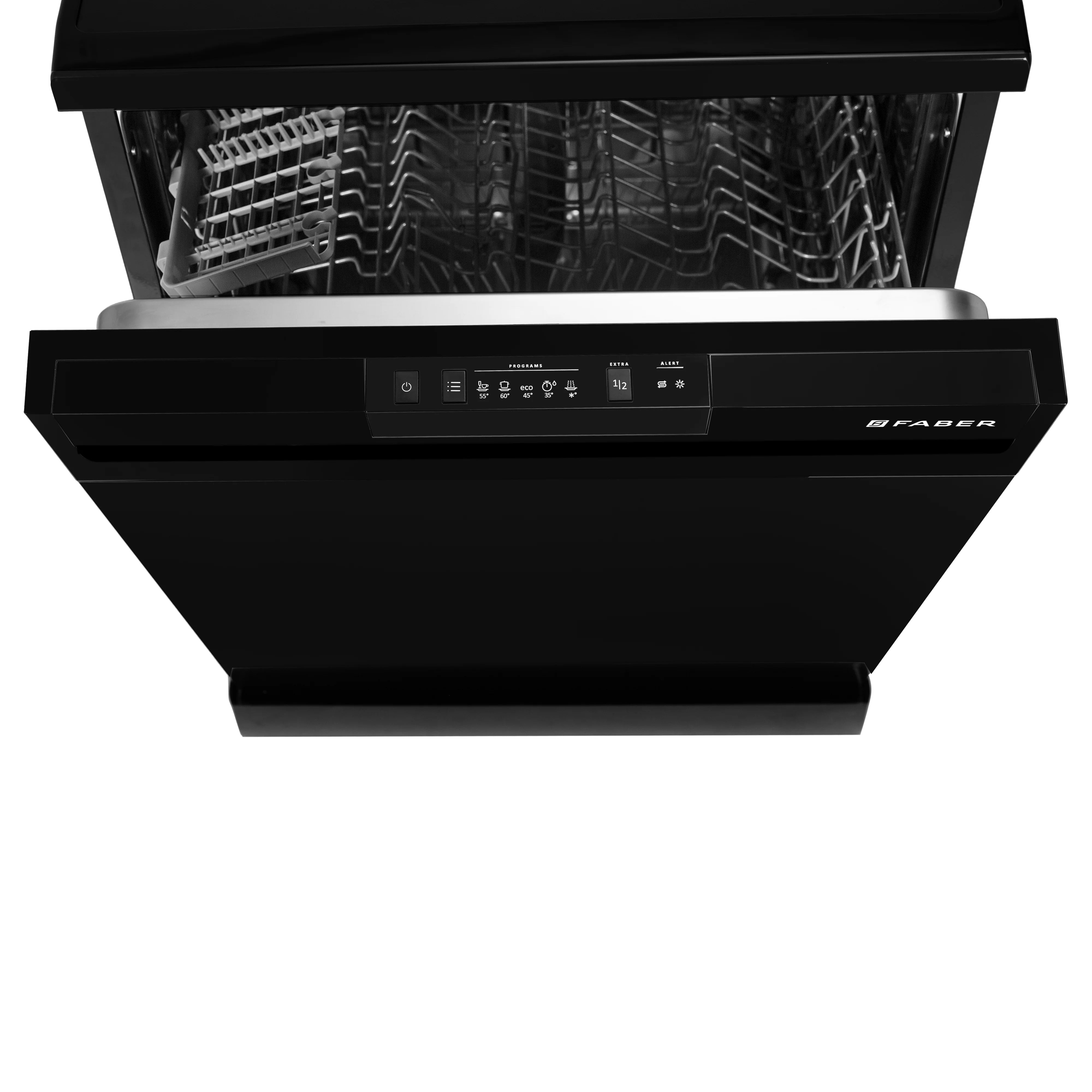 Faber 14 Place Free Standing Dishwasher|6 Wash Programs FFSD 6PR 14 S BK Digital, Black Finish