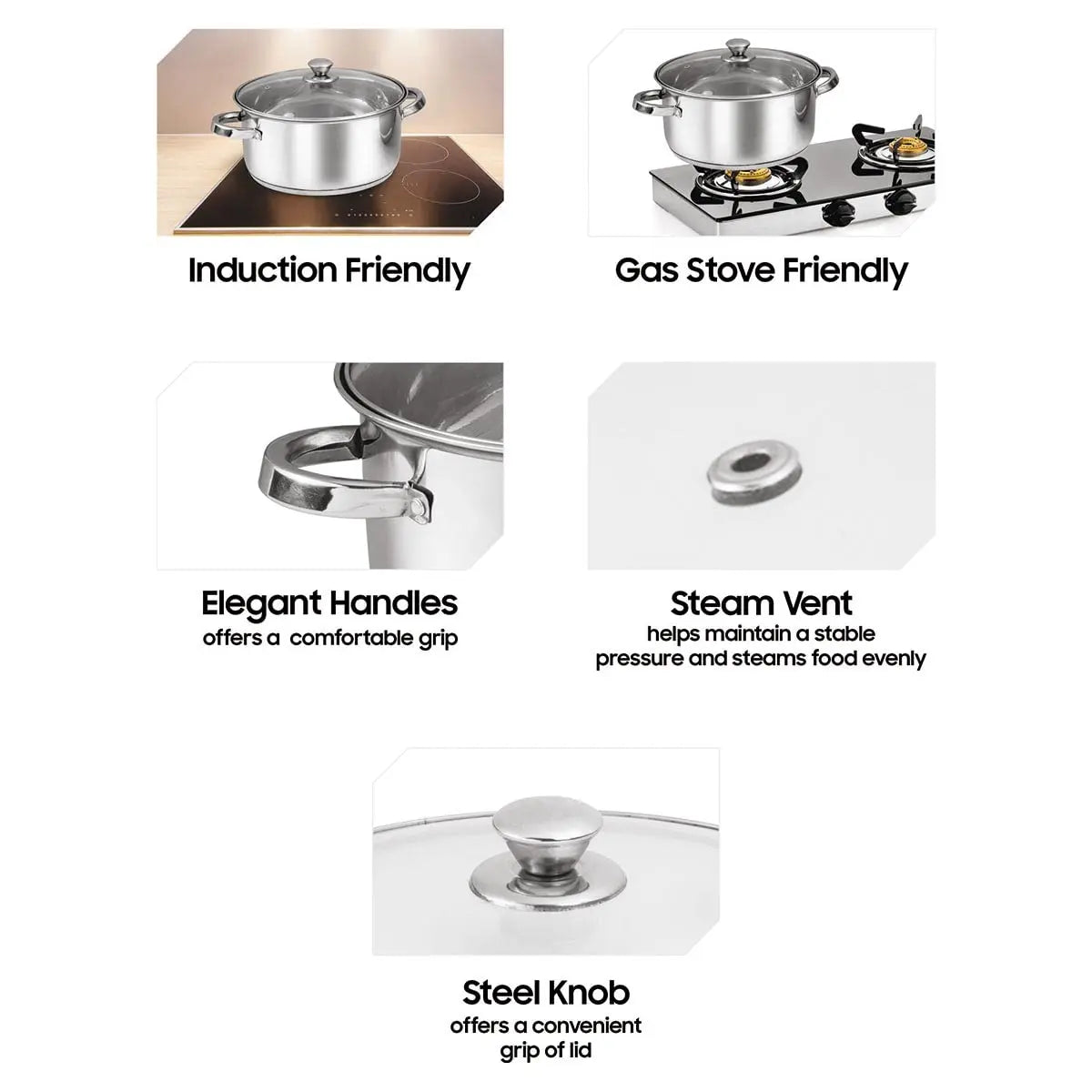 SignoraWare All Rounder Stainless Steel Induction Bottom Steamer/Modak/Momo Maker with Glass Lid (20cm) 2 Tier, Set of 1, Multicolour