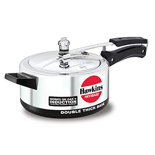 Hawkins 3.5 Litre Hevibase Pressure Cooker, Induction Inner Lid Cooker, Silver (IH35)