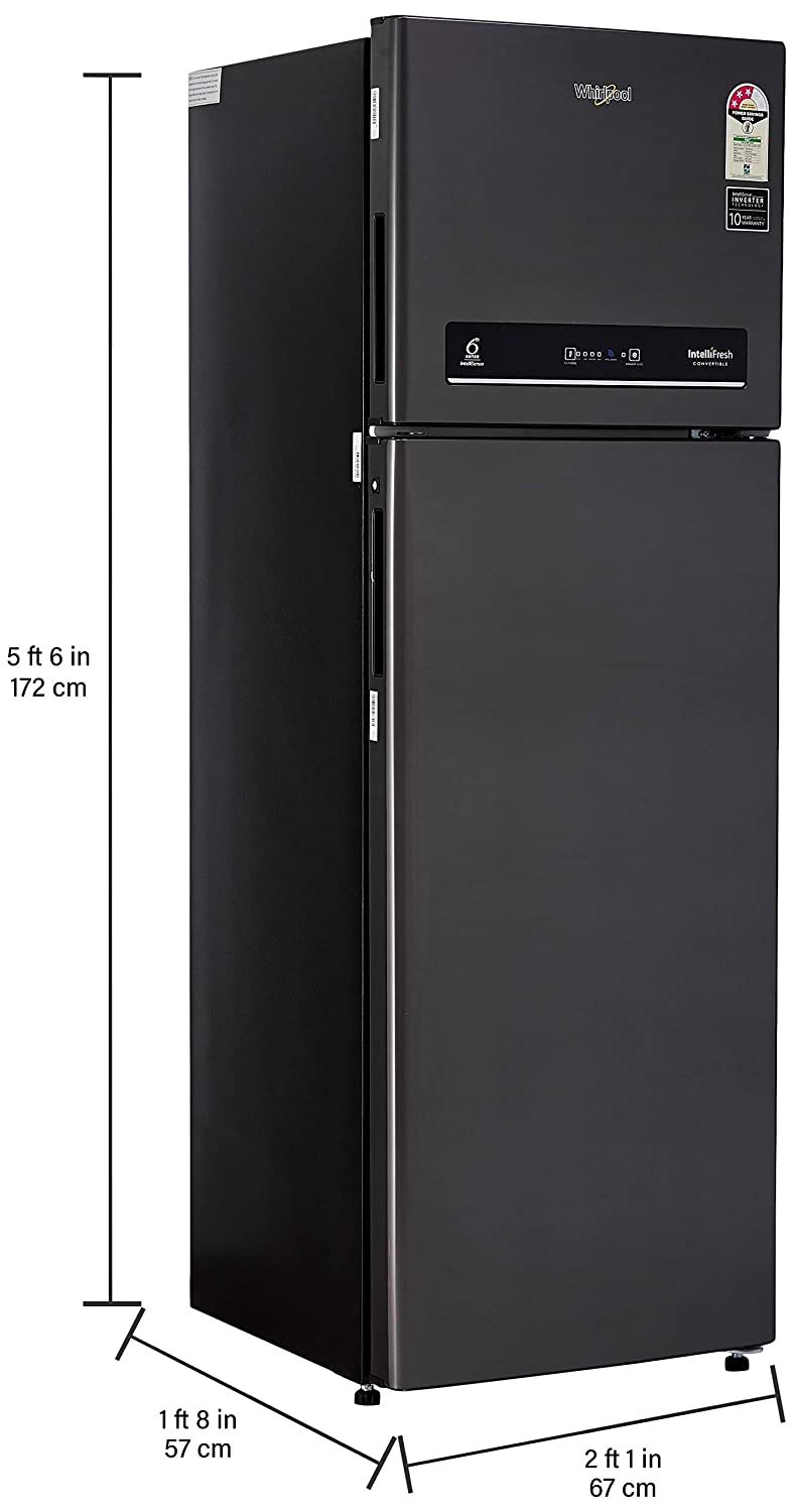 Whirlpool 292 L 3 Star Inverter Frost-Free Double Door Refrigerator (IF INV CNV 305 STEEL ONYX (3s)-N, Black)