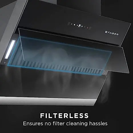 Faber 60 cm 1350 m³/hr Slant, Filterless Auto Clean Chimney,12Yr Warranty on Motor HOOD BLISS FL SC AC BK 60, Touch & Gesture Control, Black